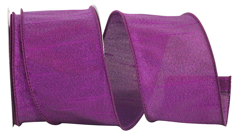Purple Metallic Dupioni Wired Edge Ribbon 2-1/2 Inch