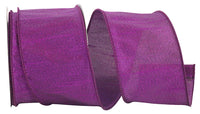 Purple Metallic Dupioni Wired Edge Ribbon 2-1/2 Inch