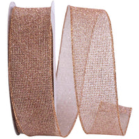 Rose Micro Mesh Glitter Metallic Wired Edge Ribbon 1-1/2 Inch
