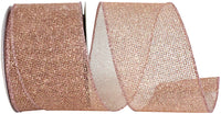 Rose Micro Mesh Glitter Metallic Wired Edge Ribbon 2.5 Inch