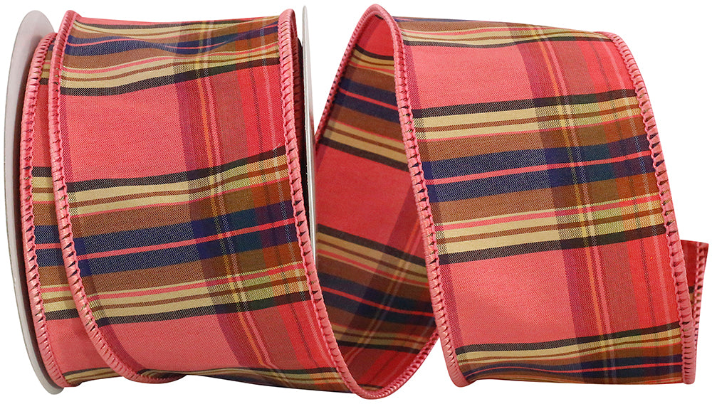 Coral Wired Edge Ribbon 2-1/2 Inch for Wreaths and Bows