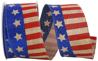 Natural Glitter Linen Wired Edge Ribbon 2-1/2 Inch