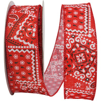 Red 1-1 2 Inch Bandana Today Wired Edge Ribbon for Wreaths & Bows