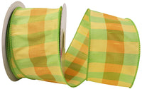 Citrus 2-1 2 Inch Check Dupioni Colors Wired Edge Ribbon for Wreaths & Bows