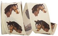 Natural 2-1 2 Inch Horse Beauty Muslin Wired Edge Ribbon Rd for Wreaths & Bows