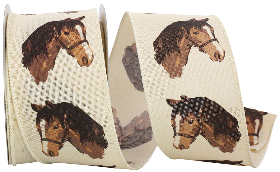 Natural 2-1 2 Inch Horse Beauty Muslin Wired Edge Ribbon Rd for Wreaths & Bows