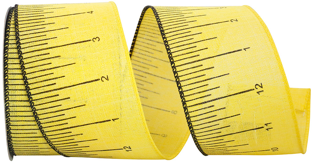 Yellow 2-1 2 Inch Ruler - Measuring Stick Wired Edge Ribbon Rd for Wreaths & Bows
