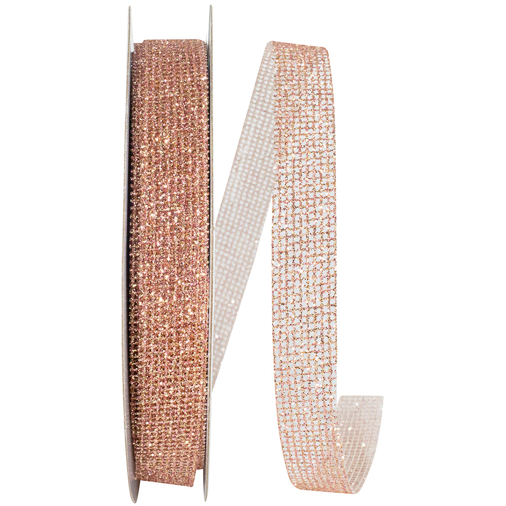 Rose Micro Mesh Glitter Ribbon 5/8 Inch for Wreaths