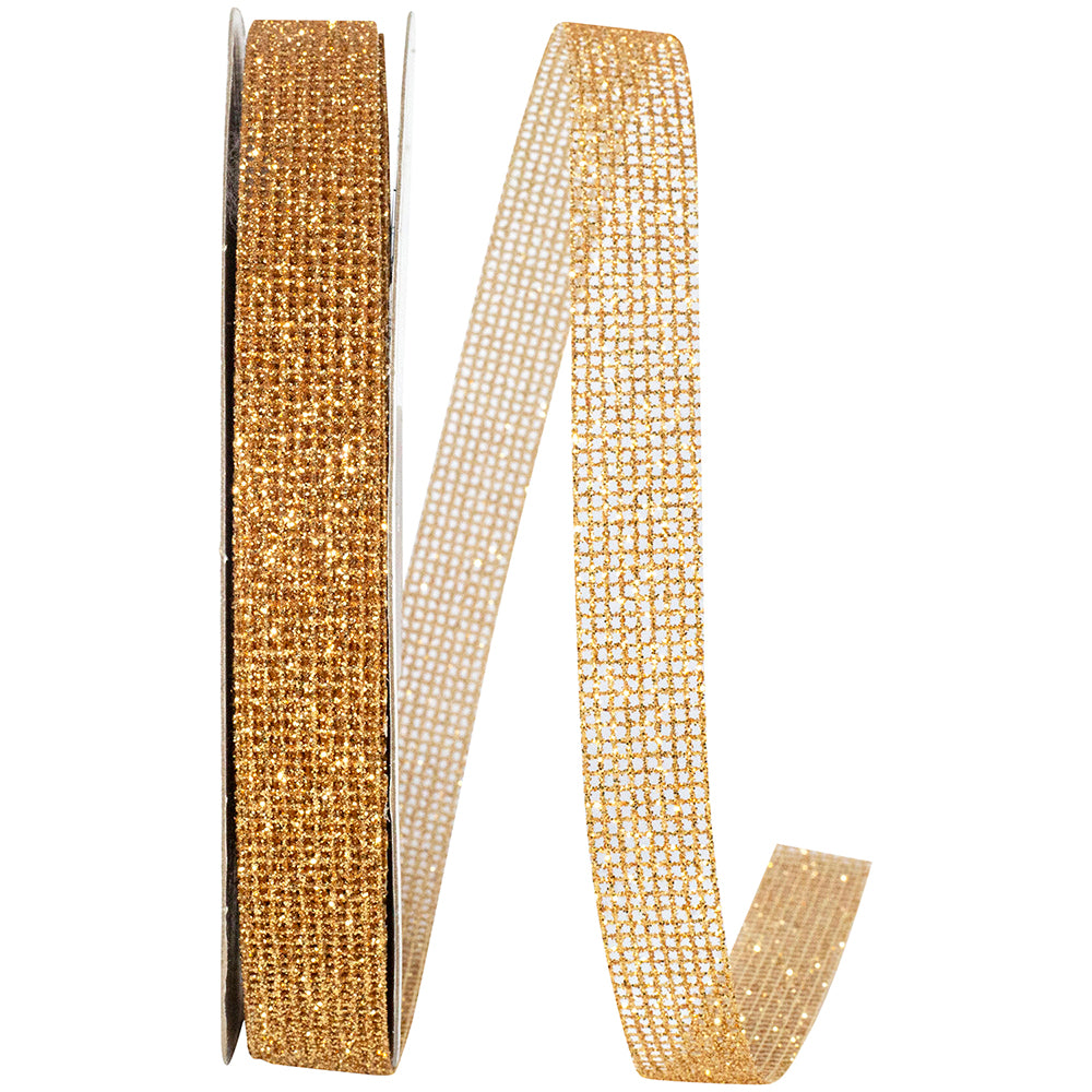 Gold 5/8 Inch Micro Mesh Glitter Ribbon for Wreaths