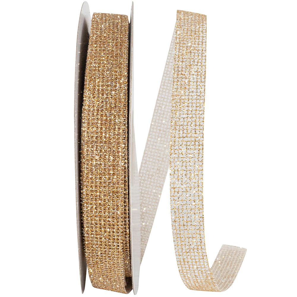 Silver Gold 5 8 Inch Corsage Micro Mesh Glitter Ribbon for Wreaths & Bows
