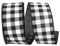 Gingham Print Taffeta Ribbon White Black 2-1/2 Inch 25Yds