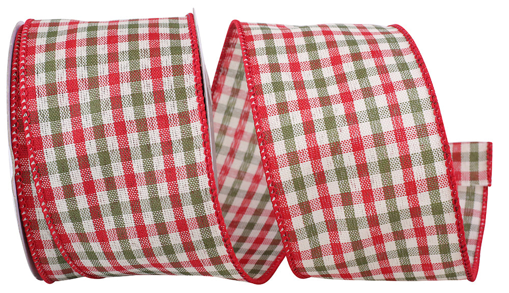 Holiday Country Plaid Ribbon Red Green 2-1/2 Inch 10Yds