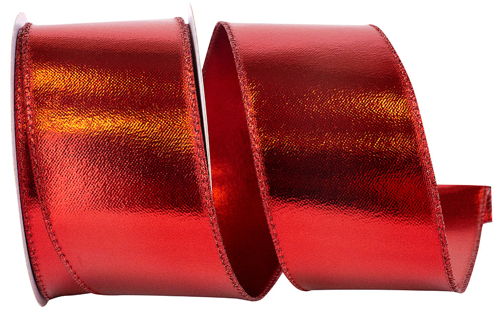 Red Metallic Deluxe Two-Sided Foil Shine Ribbon 2-1/2 Inch