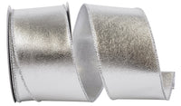 Silver Metallic Deluxe Two-Sided Wired Edge Ribbon 2.5 Inch