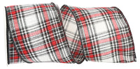4 Inch Multi Plaid Stitches Wired Edge Ribbon