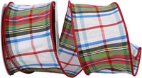 Stewards Plaid Dupioni Ribbon White 2-1/2 Inch 10Yds
