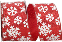 Red White Glitter Wired Edge Ribbon 2-1/2 Inch for Wreaths
