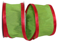 Dupioni Wired Edge Ribbon Lime Red 2-1/2 Inch 10Yds