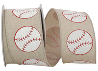 Natural 2-1 2 Inch Baseball Linen Sparkle Wired Edge Ribbon for Wreaths & Bows