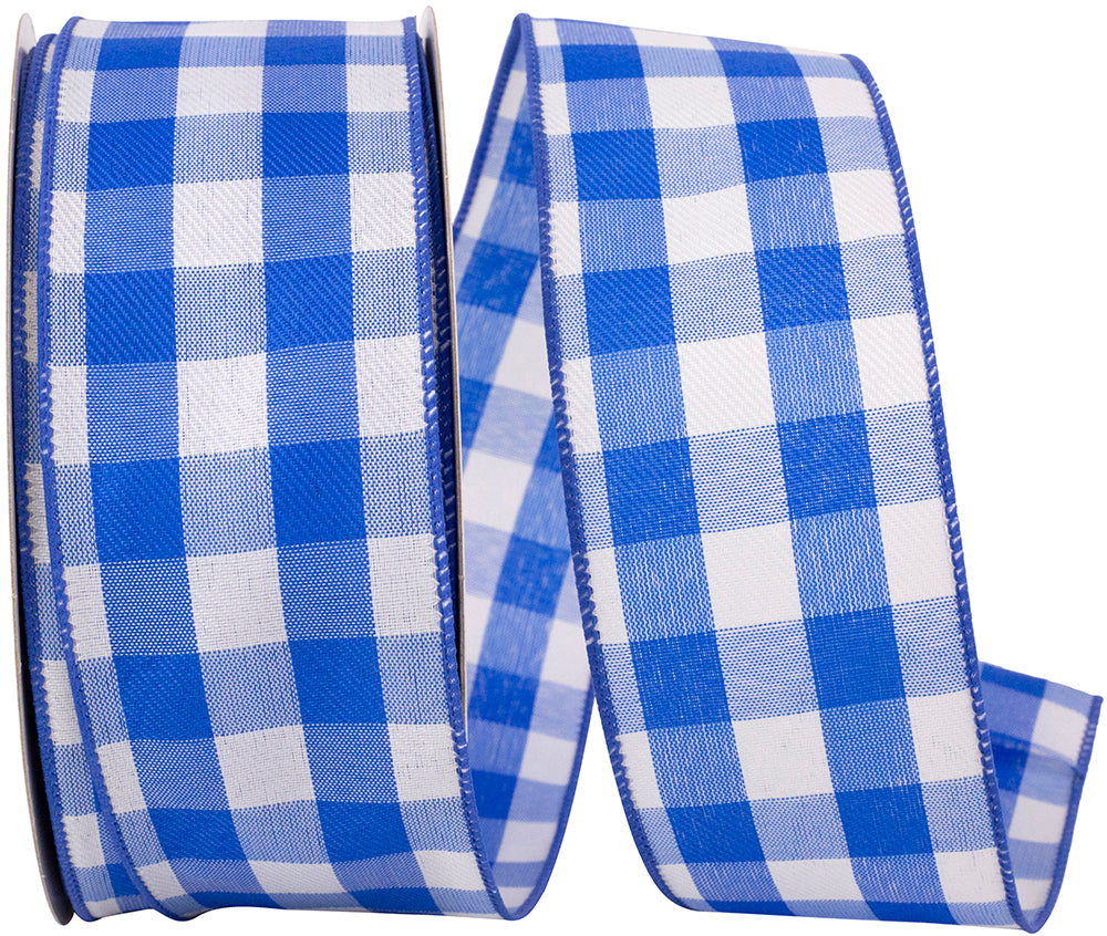 Royal Celine Check Plaid Twill Wired Edge Ribbon 2-1/2 Inch
