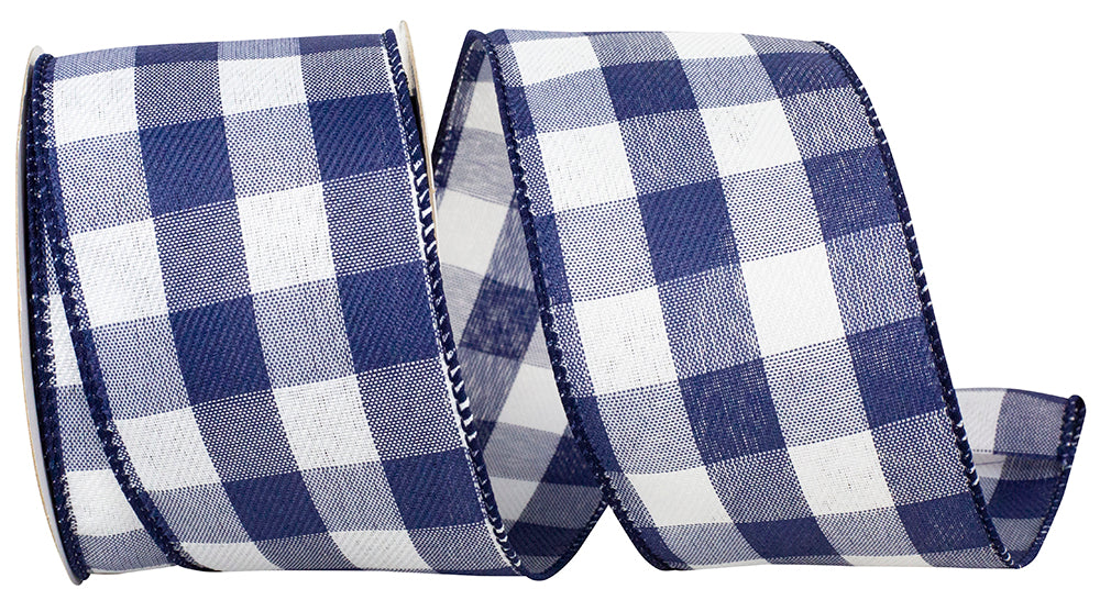 Navy 2-1/2 Inch Celine Check Plaid Twill Ribbon