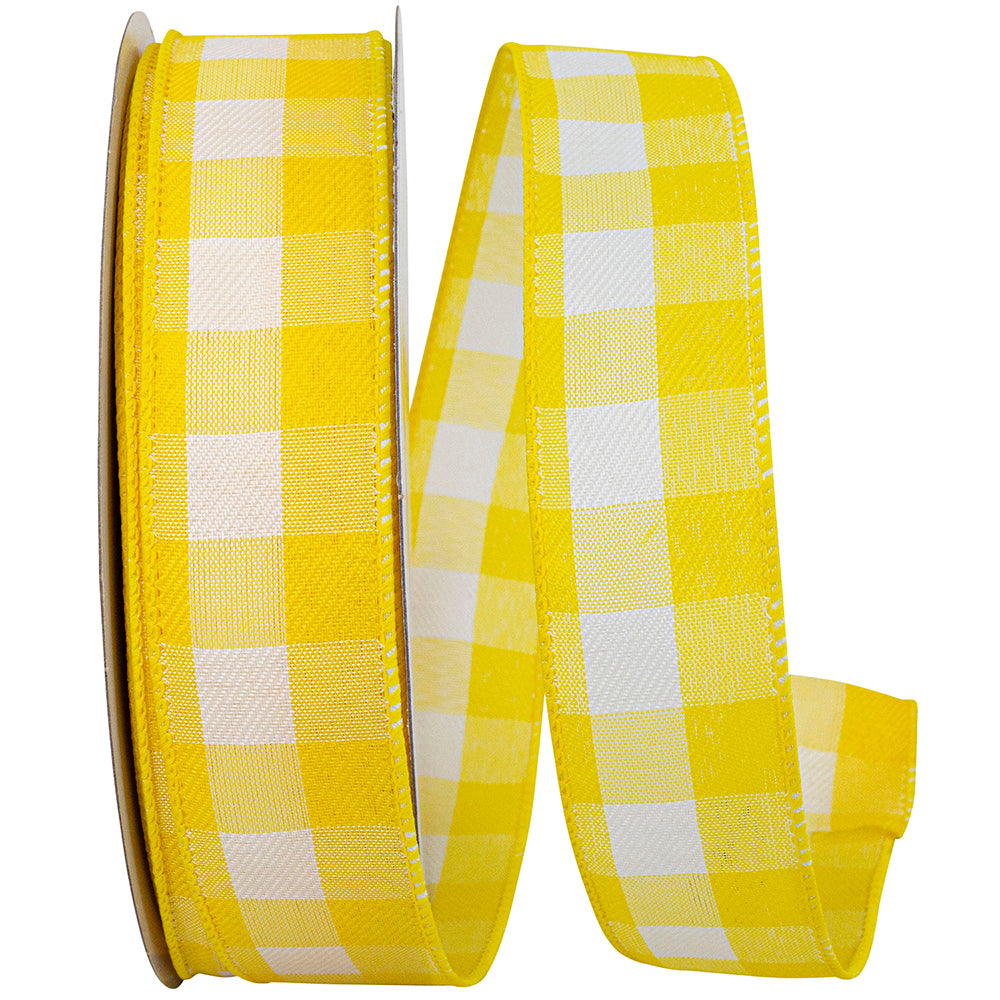 Celine Check Plaid Twill Ribbon Yellow 1-1/2 Inch for Bows