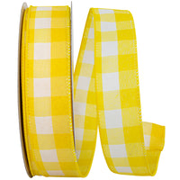 Celine Check Plaid Twill Ribbon Yellow 1-1/2 Inch for Bows
