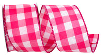 Fuchsia Wired Edge Ribbon 2-1/2 Inch Plaid Twill