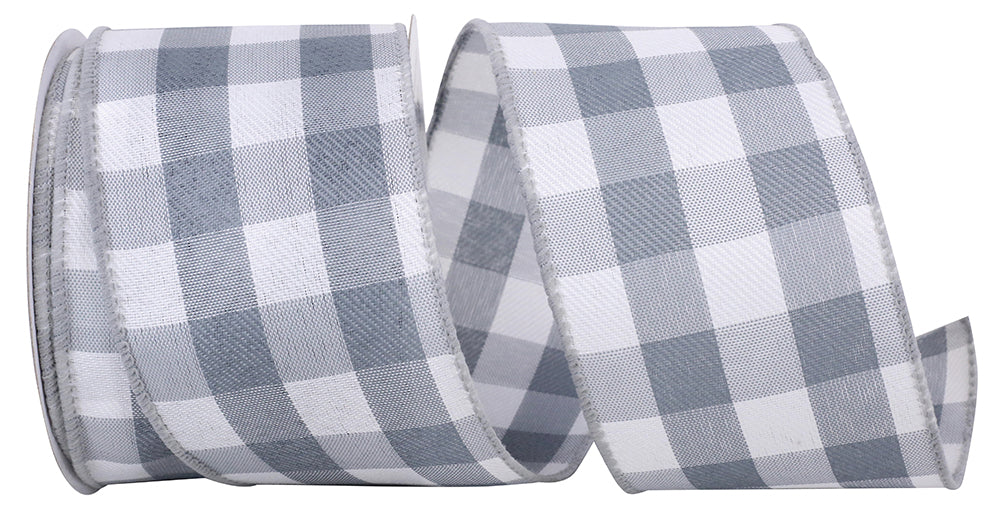 Celine Check Plaid Twill Ribbon Grey 2-1/2 Inch 10 Yards