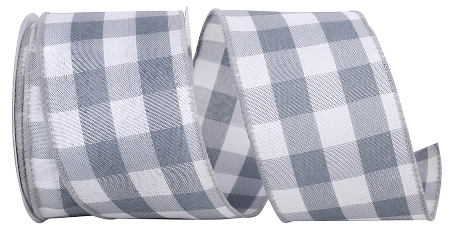 Celine Check Plaid Twill Ribbon Grey 2-1/2 Inch 10Yds