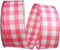 Celine Check Plaid Twill Ribbon Coral 2-1/2 Inch for Bows