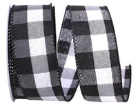 Celine Check Plaid Twill Ribbon Black White 1-1/2 Inch