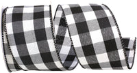 Celine Check Plaid Twill Ribbon Black White 2-1/2 Inch