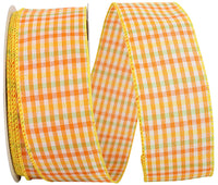 Citrus Gingham Check Wired Edge Ribbon 2-1/2 Inch