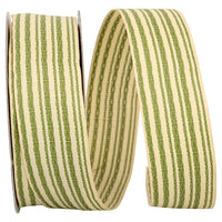 Moss 1-1 2 Inch Vintage Stripes Wired Edge Ribbon for Wreaths & Bows