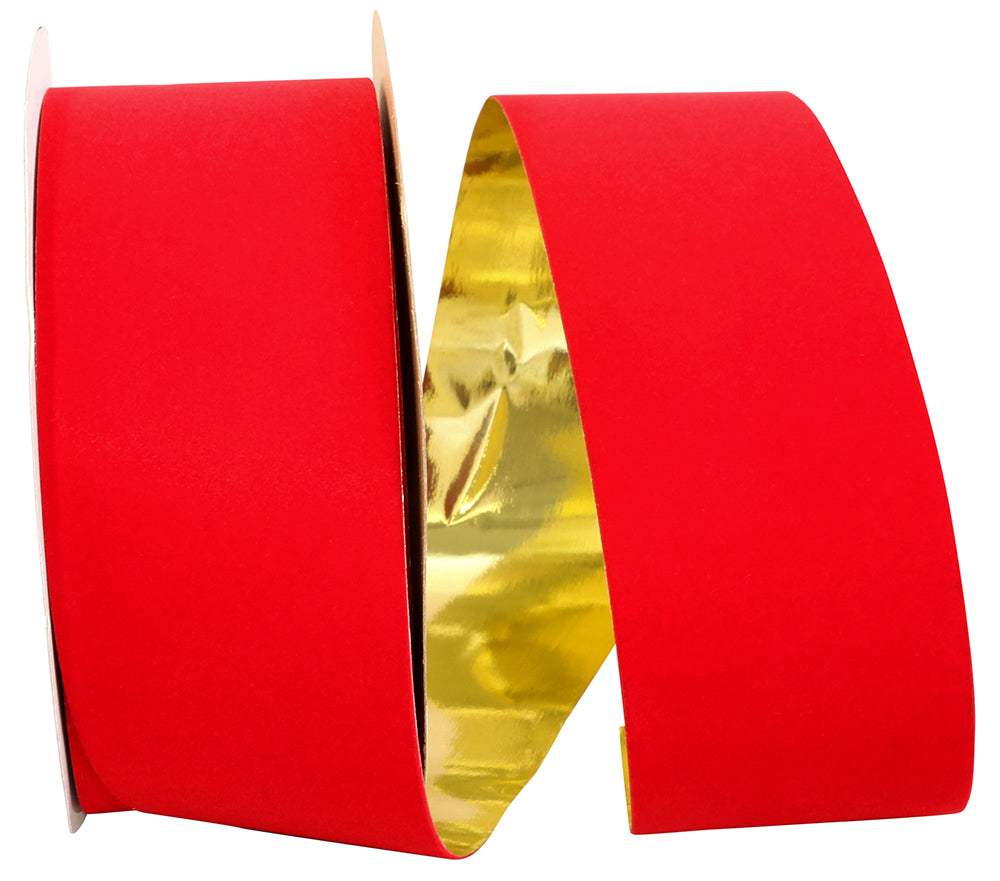 Glitter Veltex Ribbon Red Gold 2-5/8 Inch for Wreaths