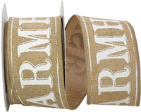 Natural 2-1 2 Inch Farmhouse Words Linen Wired Edge Ribbon Rd for Wreaths & Bows