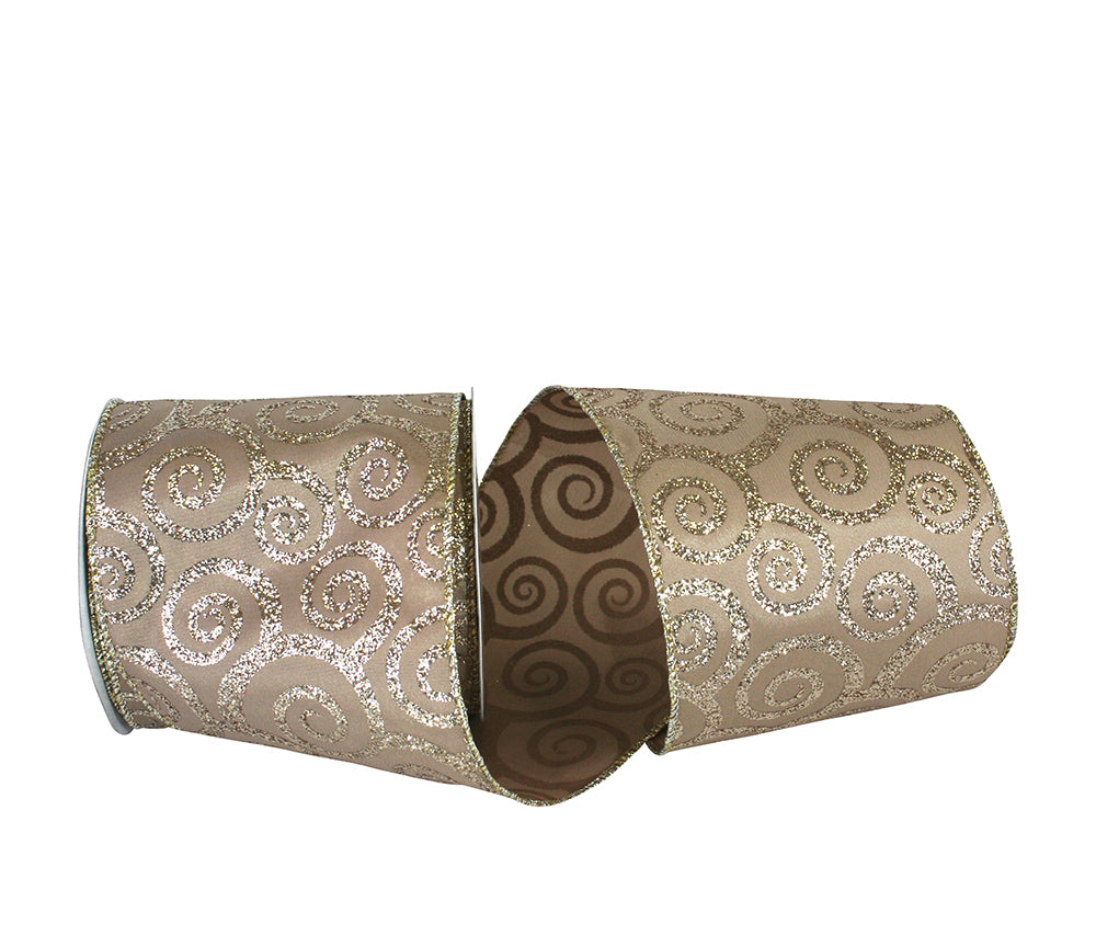 Champagne Taffeta Wired Edge Ribbon 4 Inch for Bows