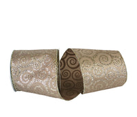 Champagne Taffeta Wired Edge Ribbon 4 Inch for Bows