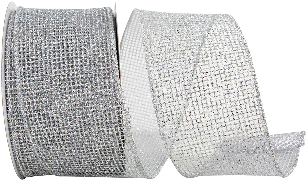 Silver 2-1/2 Inch Micro Mesh Glitter Ribbon for Bows