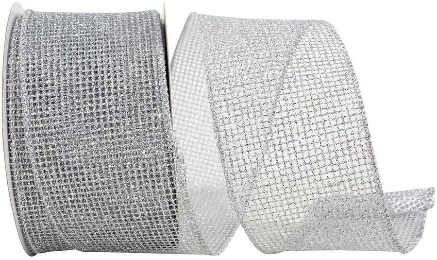 Silver 2-1/2 Inch Micro Mesh Glitter Ribbon for Bows