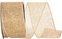 Micro Mesh Glitter Metallic Ribbon Gold Silver 2-1/2 Inch