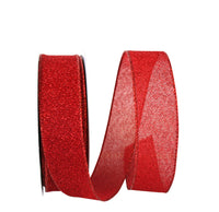 Red Sparkle Glimmer Radiance Wired Edge Ribbon 1-1/2 Inch