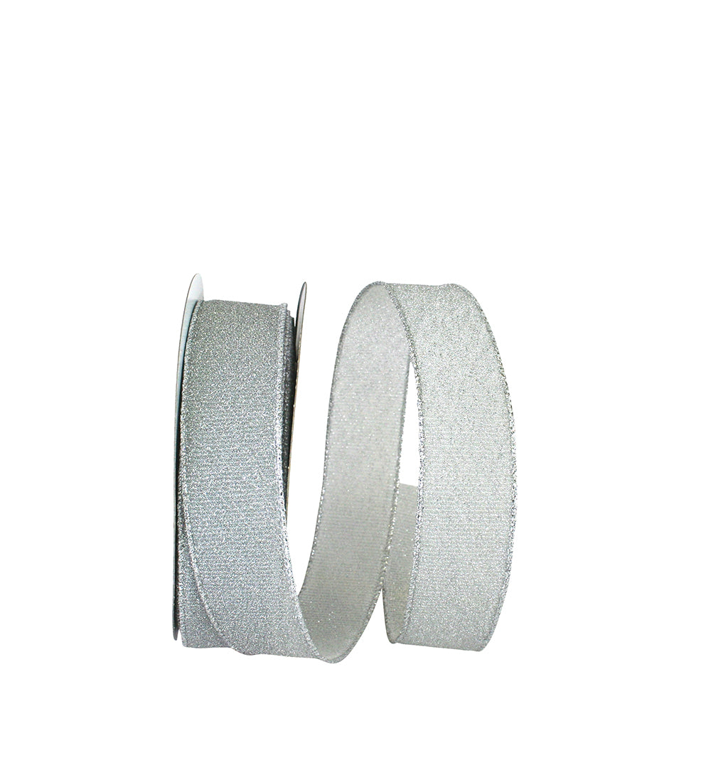 Sparkle Glimmer Radiance Silver Wired Edge Ribbon 1-1/2 Inch