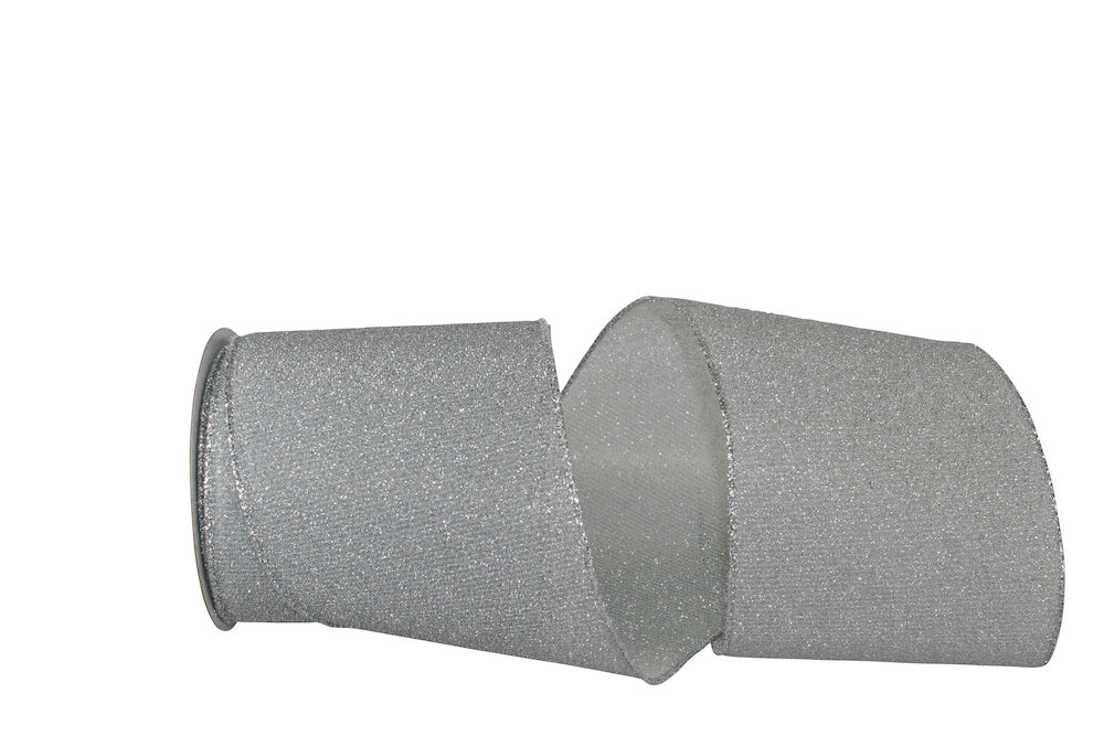 Sparkle Glimmer Radiance Silver Wired Edge Ribbon 4 Inch