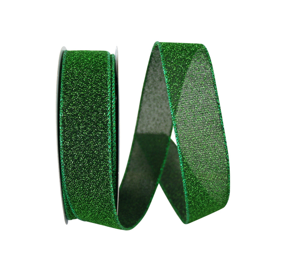 Emerald Sparkle Glimmer Radiance Wired Edge Ribbon 1-1/2 Inch