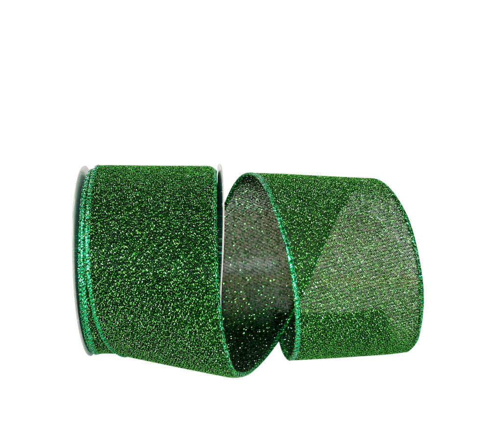 Emerald Wired Edge Ribbon 2-1/2 Inch for Wreaths and Bows