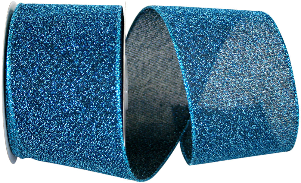 Teal 2-1/2 Inch Sparkle Glimmer Wired Edge Ribbon