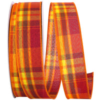 Tierra Tonal Plaid Wired Edge Ribbon Multi 1-1/2 Inch