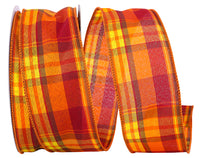 Tierra Tonal Plaid Wired Edge Ribbon Multi 2-1/2 Inch